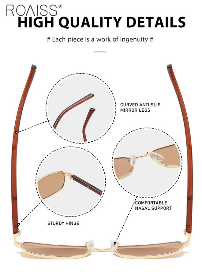 roaiss Street Style Classic Gold Frame Sunglasses, Fashion Retro Rectangular Sun Glasses for Women, UV400 Protection Outdoor Sun Shades for Shopping Party Travel with Glasses Case - Image 2